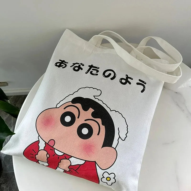 Bolso Tote Kawaii Crayon Shin-Chan – ¡Estilo Harajuku y Gran Capacidad!